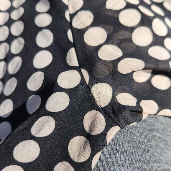 Tory Burch Womens Black Cream Polka Dot Silk Chiffon Tunic Blouse Size Small - Picture 13 of 14